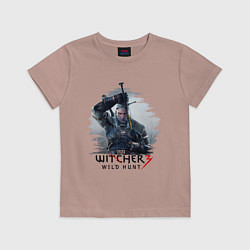 Футболка хлопковая детская The Witcher 3, цвет: пыльно-розовый