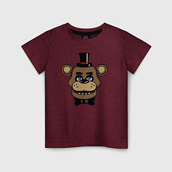 Футболка хлопковая детская Freddy FNAF, цвет: меланж-бордовый