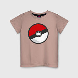 Футболка хлопковая детская Pokeball, цвет: пыльно-розовый