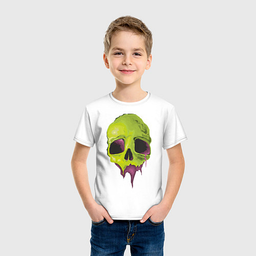 Детская футболка Кислотный череп / Белый – фото 3