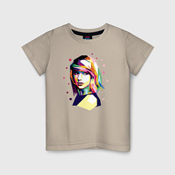 Футболка хлопковая детская Taylor Swift Art, цвет: миндальный