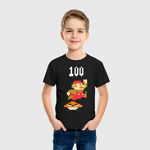 Детская футболка Mario: 100 coins / Черный – фото 3