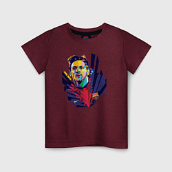 Футболка хлопковая детская Messi Art, цвет: меланж-бордовый