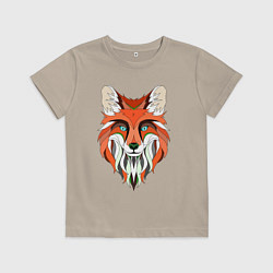 Футболка хлопковая детская Дизайнерская лиса, цвет: миндальный