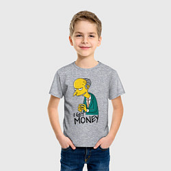 Футболка хлопковая детская Mr. Burns: I get money, цвет: меланж — фото 2