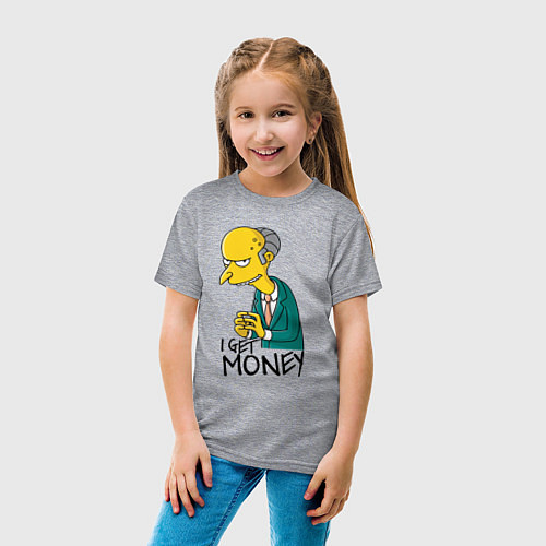Детская футболка Mr. Burns: I get money / Меланж – фото 4