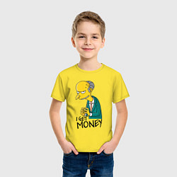 Футболка хлопковая детская Mr. Burns: I get money, цвет: желтый — фото 2