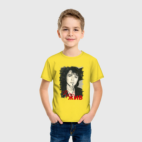 Детская футболка Цой жив / Желтый – фото 3