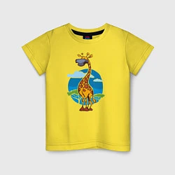 Футболка хлопковая детская Летний жираф, цвет: желтый