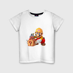 Футболка хлопковая детская Super Mario: Builder, цвет: белый