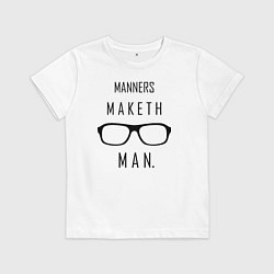 Футболка хлопковая детская Kingsman: Manners maketh man, цвет: белый