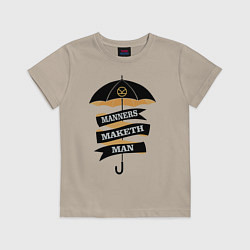Футболка хлопковая детская Manners maketh man, цвет: миндальный