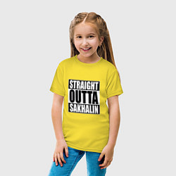 Футболка хлопковая детская Straight Outta Sakhalin, цвет: желтый — фото 2