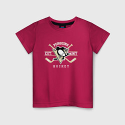 Футболка хлопковая детская Pittsburgh Penguins: Est.1967, цвет: маджента