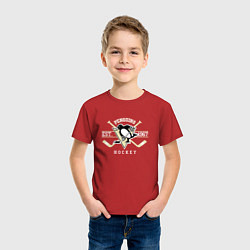 Футболка хлопковая детская Pittsburgh Penguins: Est.1967, цвет: красный — фото 2