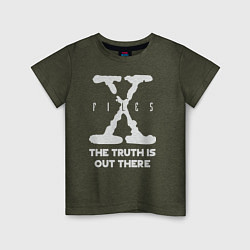 Футболка хлопковая детская X-Files: Truth is out there, цвет: меланж-хаки
