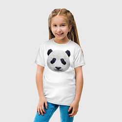 Футболка хлопковая детская Полигональная панда, цвет: белый — фото 2