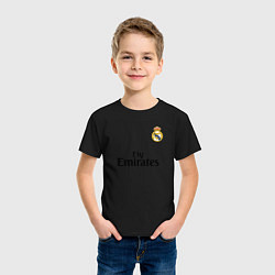 Футболка хлопковая детская Real Madrid: Fly Emirates, цвет: черный — фото 2