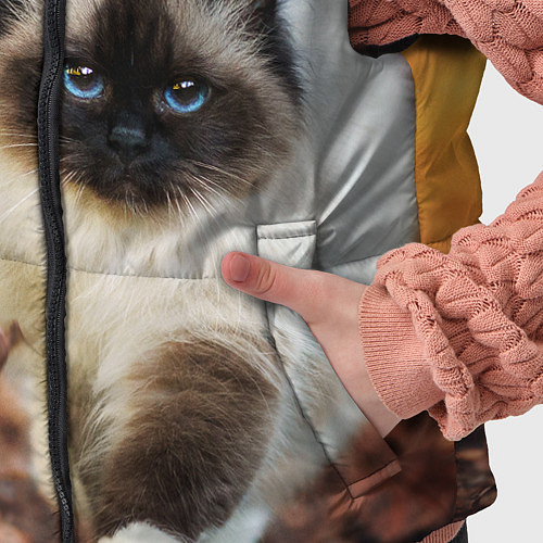 Детский жилет Котик в листьях / 3D-Светло-серый – фото 5