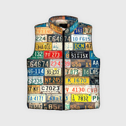 Детский жилет Автомобильные номера мира, цвет: 3D-светло-серый