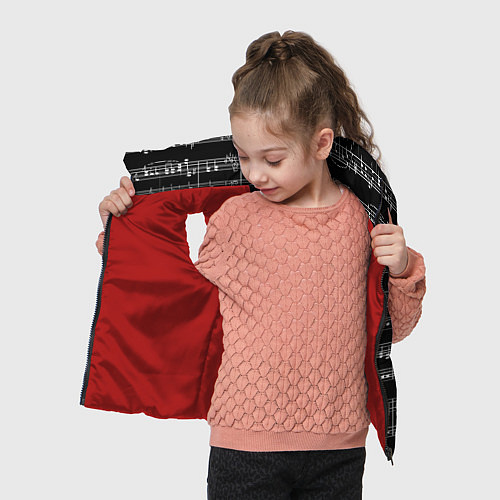 Детский жилет Ноты - белые на черном / 3D-Красный – фото 4