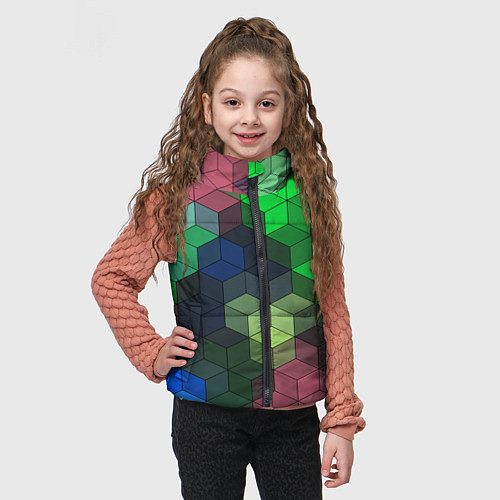 Детский жилет Разноцветный геометрический уз / 3D-Черный – фото 3