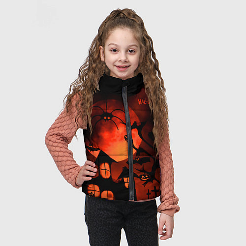 Детский жилет Красная луна на Хэллоуин / 3D-Светло-серый – фото 3
