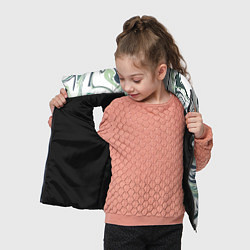 Детский жилет Зеленый мрамор Абстрактный узор с прожилками и раз, цвет: 3D-черный — фото 2
