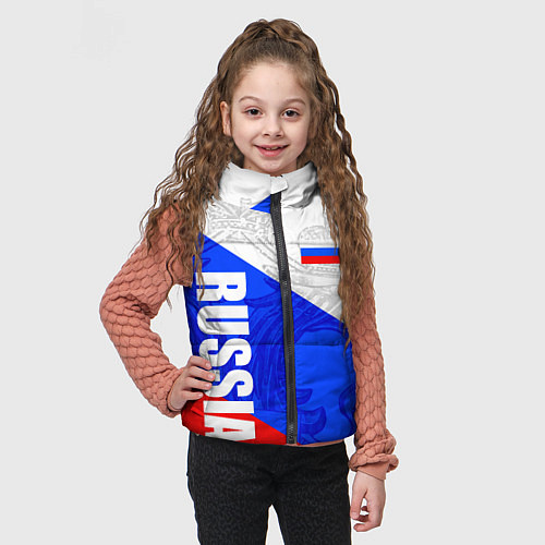 Детский жилет RUSSIA - SPORTWEAR - ТРИКОЛОР / 3D-Красный – фото 3