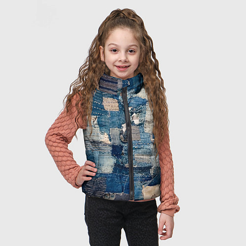 Детский жилет Patchwork Jeans Осень Зима 2023 / 3D-Черный – фото 3