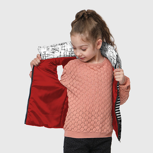 Детский жилет Черно-белый комбинированный абстрактный с полосаты / 3D-Красный – фото 4