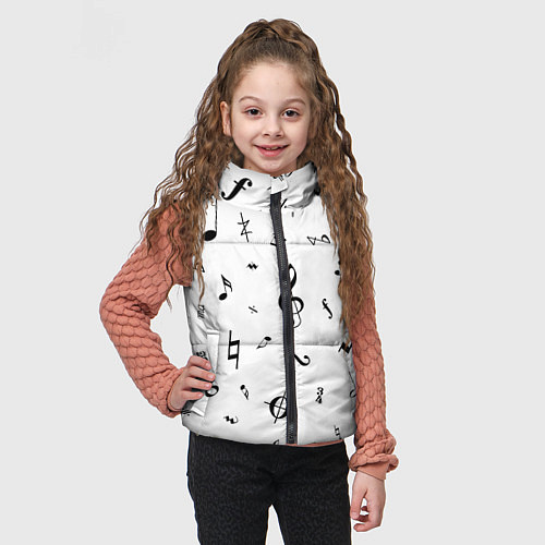 Детский жилет Нотные Знаки Черные на Белом / 3D-Черный – фото 3