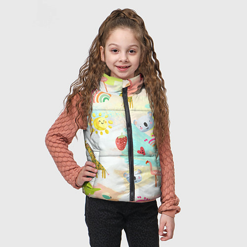 Детский жилет Красочные животные / 3D-Черный – фото 3