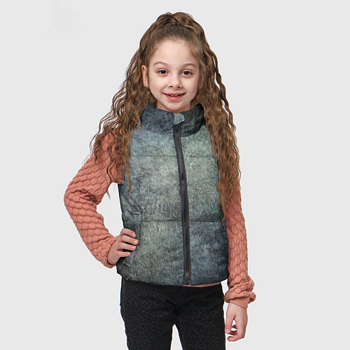 Детский жилет Серая текстура с трещинами / 3D-Красный – фото 3