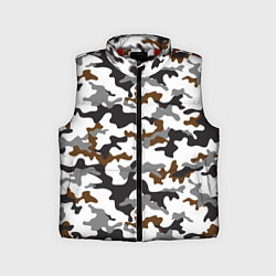 Детский жилет Камуфляж Чёрно-Белый Camouflage Black-White, цвет: 3D-красный