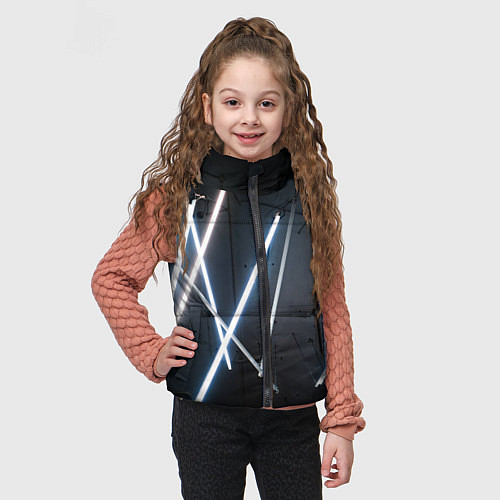 Детский жилет Неоновые лампы во тьме - Голубой / 3D-Светло-серый – фото 3