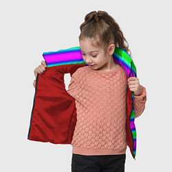 Детский жилет Зеленый и фиолетовые яркие неоновые полосы striped, цвет: 3D-красный — фото 2