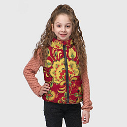 Детский жилет Хохломская Роспись Цветы На красном Фоне, цвет: 3D-светло-серый — фото 2