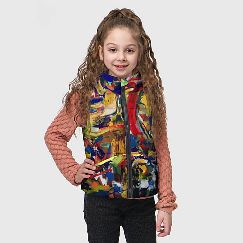 Детский жилет Смелые экспрессивные мазки краски / 3D-Черный – фото 3