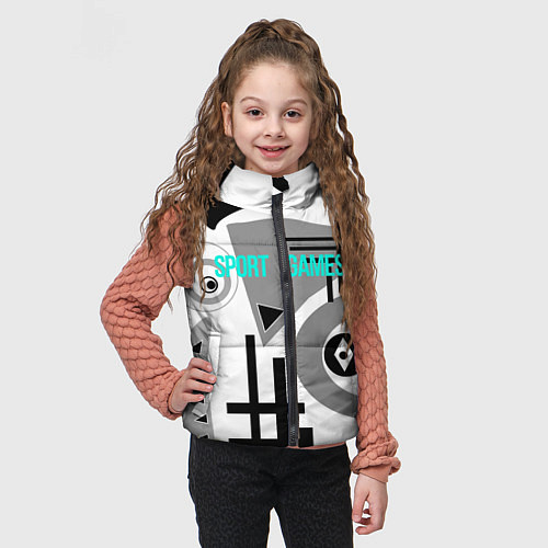 Детский жилет SPORT GAMES черно-белый абстрактный узор / 3D-Светло-серый – фото 3