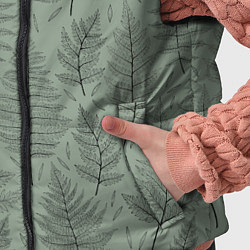 Детский жилет Листья папоротника на зеленом фоне Минимализм, цвет: 3D-черный — фото 2