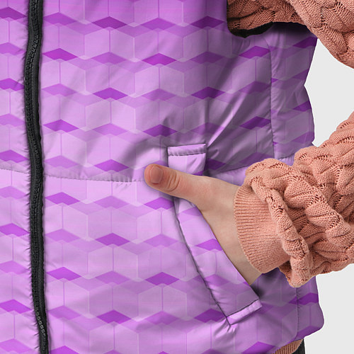Детский жилет Фиолетово-розовый геометрический узор Градиент / 3D-Светло-серый – фото 5