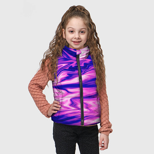 Детский жилет Розово-фиолетовый мраморный узор / 3D-Черный – фото 3