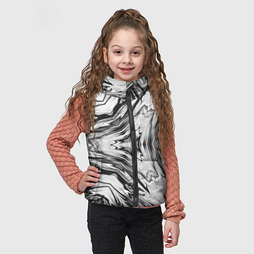 Детский жилет Черно-белый абстрактный узор Трио / 3D-Светло-серый – фото 3