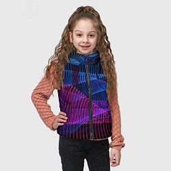 Детский жилет Неоновые электронные волнообразные линии, цвет: 3D-светло-серый — фото 2