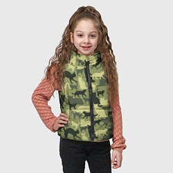 Детский жилет Кошачий камуфляж в зеленой гамме, цвет: 3D-черный — фото 2