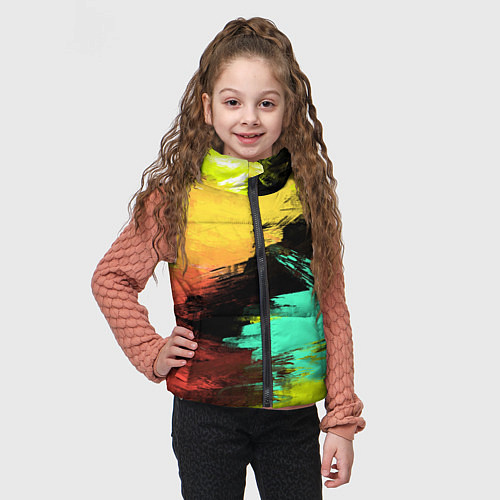 Детский жилет Яркий красочный гранж / 3D-Черный – фото 3