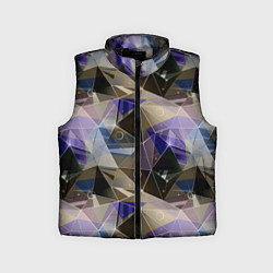 Детский жилет Полигональный абстрактный: бежевый, коричневый, си, цвет: 3D-черный