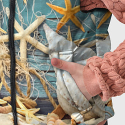 Детский жилет Натюрморт из сети, морских звёзд и ракушек - лето, цвет: 3D-черный — фото 2