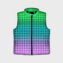 Детский жилет Gradient lilac green plaid, цвет: 3D-черный